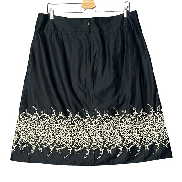 Banana Republic Black A-Line‎ Woven Cotton Skirt Floral Embroidered Knee 14 - Picture 5 of 10